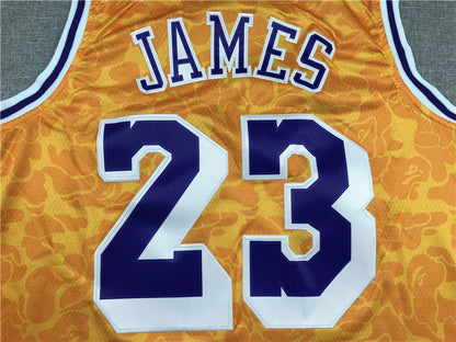 Men's Los Angeles Lakers LeBron James #23 NBA Orange Swingman Jersey1