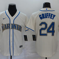 Men's Seattle Mariners Ken Griffey Jr. #24 Beige Replica Baseball Jersey1