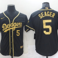 Men's Los Angeles Dodgers Corey Seager #5 Black Replica Player Jersey1