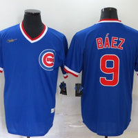 Men's Chicago Cubs Javier Baez #9 Blue Game Jersey1