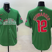 Men's Philadelphia Phillies Kyle Schwarber #12 Green Replica Team Jersey1