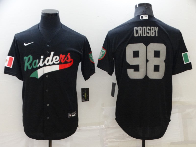 Men's Las Vegas Raiders Maxx Crosby #98 Black Player Game Jersey1 Joint Edition
