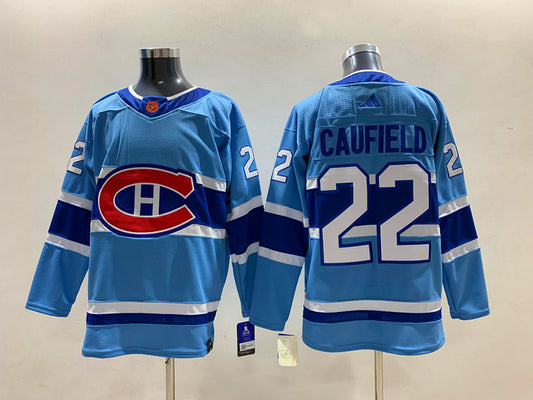 Men's Montreal Canadiens Cole Caufield #22 Blue Player Jersey1