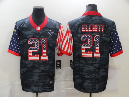 Men's Dallas Cowboys Ezekiel Elliott #21 Gray Camouflage Game Player Jersey1