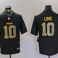 Men's Green Bay Packers Jordan Love #10 Black Fashion Game Jersey1