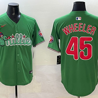 Men's Philadelphia Phillies Zack Wheeler #45 Green Replica Team Jersey1