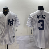 Men's New York Yankees Babe Ruth #3 White Game Player Jersey1