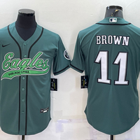 Men's Philadelphia Eagles A.J. Brown #11 Midnight Green Game Jersey1 Joint Edition
