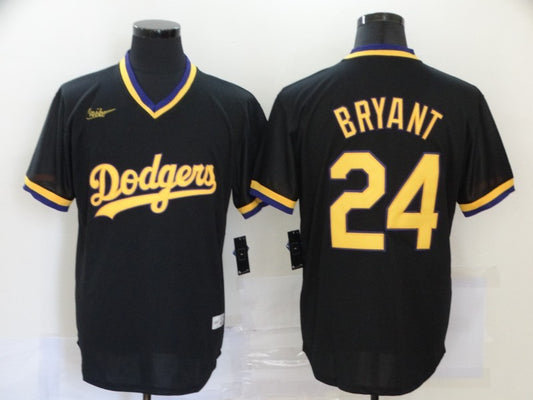 Men's Los Angeles Dodgers Kobe Bryant Black Replica Baseball Jersey1