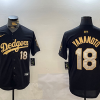 Men's Los Angeles Dodgers Yoshinobu Yamamoto #18 Black Game Jersey1