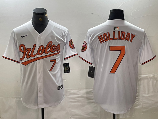 Men's Baltimore Orioles Jackson Holliday #7 White Home Limited Player Jersey1