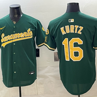 Men's Oakland Athletics Nick Kurtz #16 Green Alternate Stadium Jersey