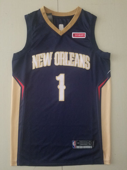 Men's New Orleans Pelicans Zion Williamson #1 NBA Dark Blue Swingman Jersey1