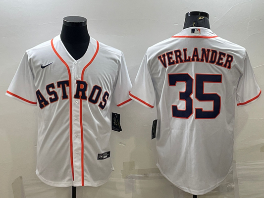 Men's Houston Astros Justin Verlander #35 White Home Replica Jersey1