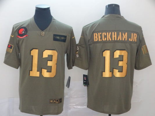 Men's Cleveland Browns Odell Beckham Jr. Olive Game Player Jersey1