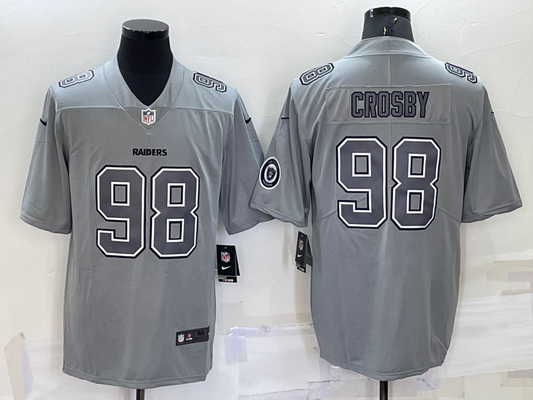 Men's Las Vegas Raiders Maxx Crosby #98 Gray Atmosphere Fashion Game Jersey1