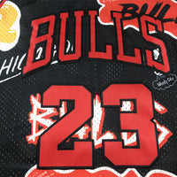 Men's Chicago Bulls Michael Jordan #23 Black Swingman Graffiti Edition Jersey1