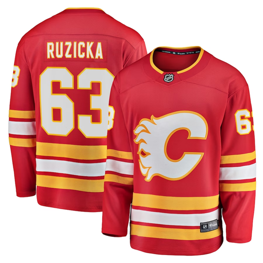Men's Calgary Flames Adam Ruzicka #63 Red Home Breakaway Player Jersey1