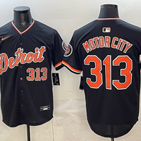 Men's Detroit Tigers Motor City #313 Black Alternate Stadium Jersey