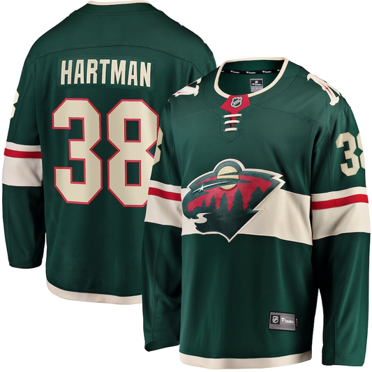 Men's Minnesota Wild Ryan Hartman #38 Green Home Breakaway Player Jersey1