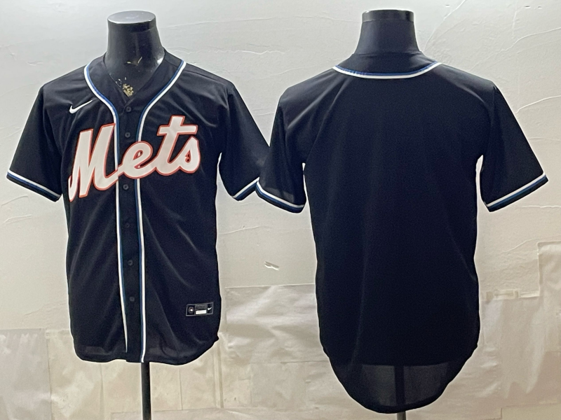 Men's New York Mets Fashion Replica Black Out Jersey
