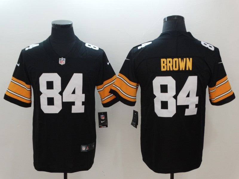 Men's Pittsburgh Steelers Antonio Brown #84 Black Player Game Jersey1
