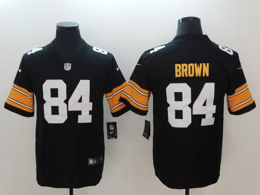 Men's Pittsburgh Steelers Antonio Brown #84 Black Player Game Jersey1