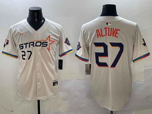 Men's Houston Astros Jose Altuve #27 Cream 2025 City Connect Limited Player Jersey1