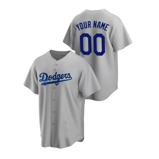 Men's Los Angeles Dodgers Gray Alternate Replica Custom Jersey1