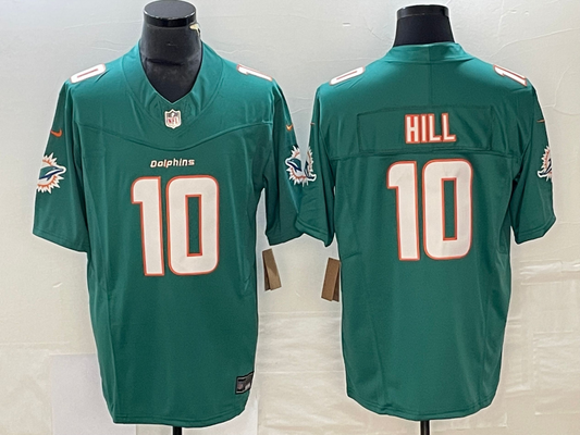 Men's Miami Dolphins Tyreek Hill #10 Aqua Game Jersey1