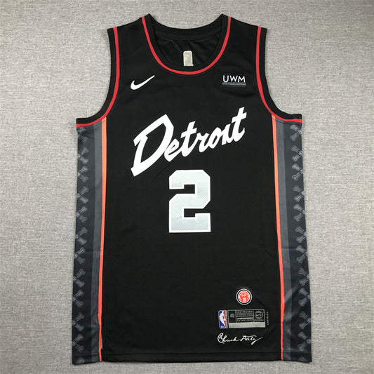 Men's Detroit Pistons Cade Cunningham #2 Black 2023/24 Swingman Jersey1 - City Edition