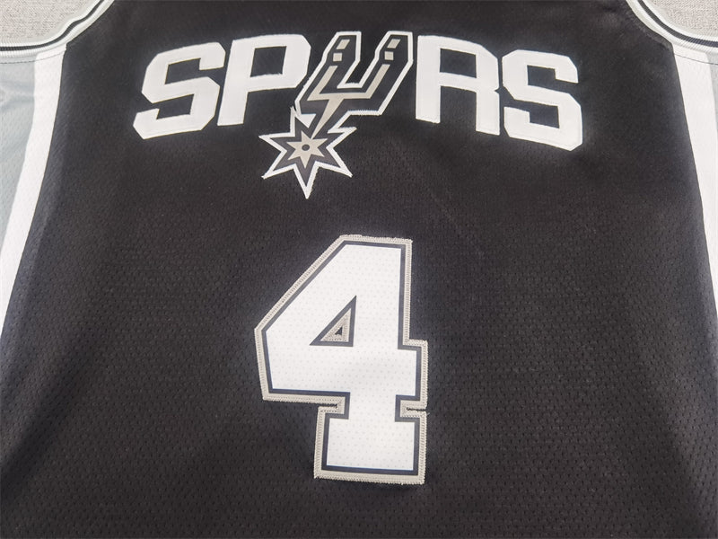 Men's San Antonio Spurs De'Aaron Fox #4 Black Swingman Jersey1 - Icon Edition