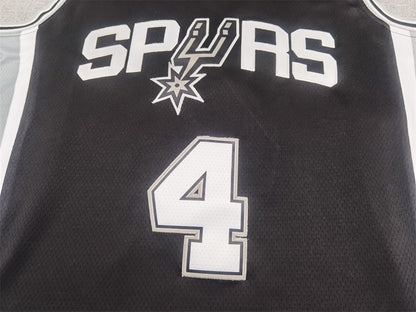 Men's San Antonio Spurs De'Aaron Fox #4 Black Swingman Jersey1 - Icon Edition