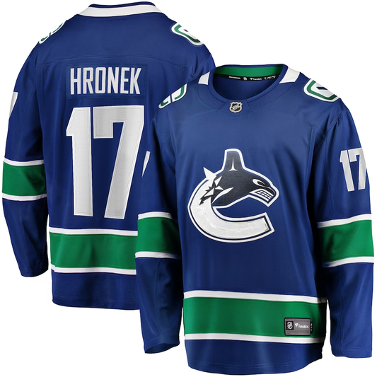 Men's Vancouver Canucks Filip Hronek #17 Blue Home Breakaway Jersey1