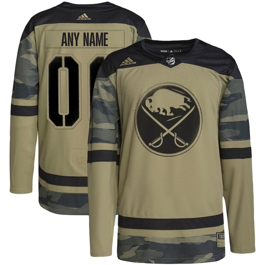 Men's Buffalo Sabres Camo Military Custom Player Jersey1