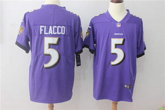 Men's Baltimore Ravens Joe Flacco #5 Purple Game Jersey1