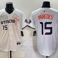 Men's Houston Astros Enoli Paredes #15 White 2025 City Connect Limited Player Jersey