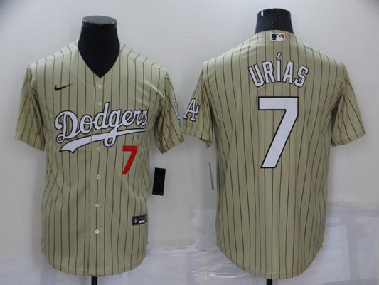 Men's Los Angeles Dodgers Julio Urias #7 Gold Replica Baseball Jersey1