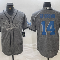 Men's Detroit Lions Amon-Ra St. Brown #14 Gray Player Jersey1
