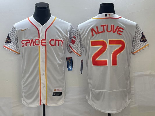 Men's Houston Astros Jose Altuve #27 White City Connect Replica Player Jersey1