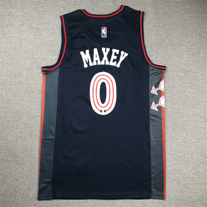 Men's Philadelphia 76ers Tyrese Maxey #0 Navy 2023/24 Swingman Jersey1 - City Edition