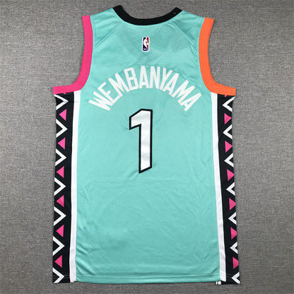 Men's San Antonio Spurs Victor Wembanyama #1 Turquoise 2022/23 Swingman Jersey1 - City Edition
