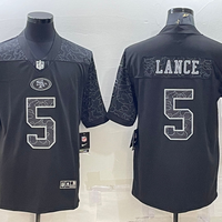 Men's San Francisco 49ers Trey Lance #5 Black RFLCTV Limited Jersey1