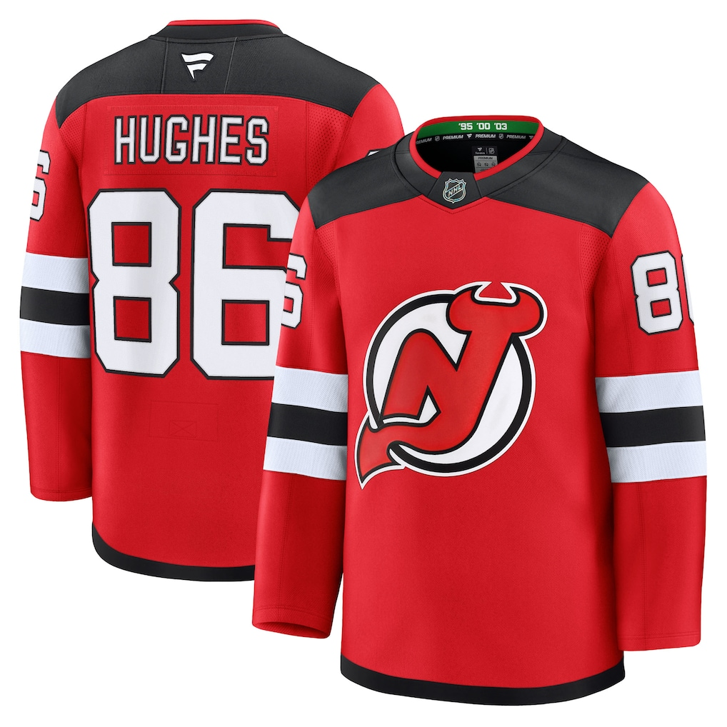 Men's New Jersey Devils Jack Hughes #86 Fanatics Red Home Premium Jersey