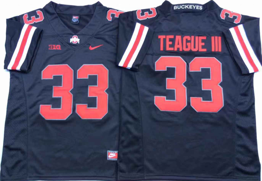 Men's Ohio State Buckeyes Master Teague III #33 Black Player Game Jersey