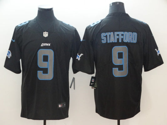 Men's Detroit Lions #9 Matthew Stafford Black Player Game Jersey1