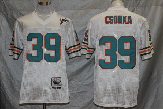 Men's Miami Dolphins Larry Csonka Mitchell & Ness White Legacy Replica Jersey1
