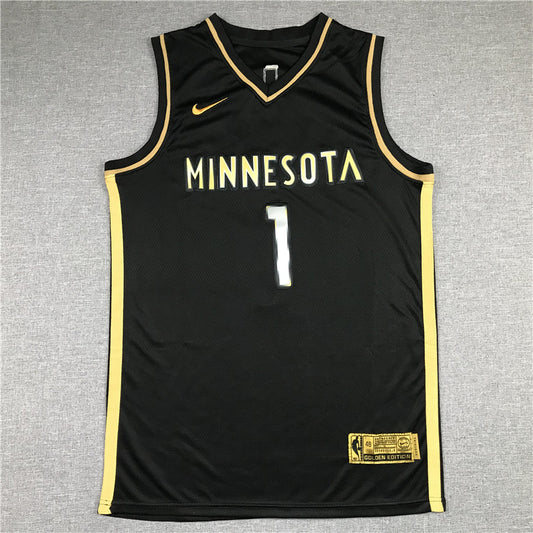 Men's Minnesota Timberwolves Anthony Edwards #1 Black Swingman Jersey1
