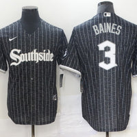 Men's Chicago White Sox Harold Baines #3 Black Replica Baseball Jersey1