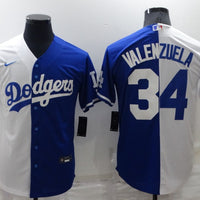 Men's Los Angeles Dodgers Fernando Valenzuela #34 White/Blue Replica Baseball Jersey1